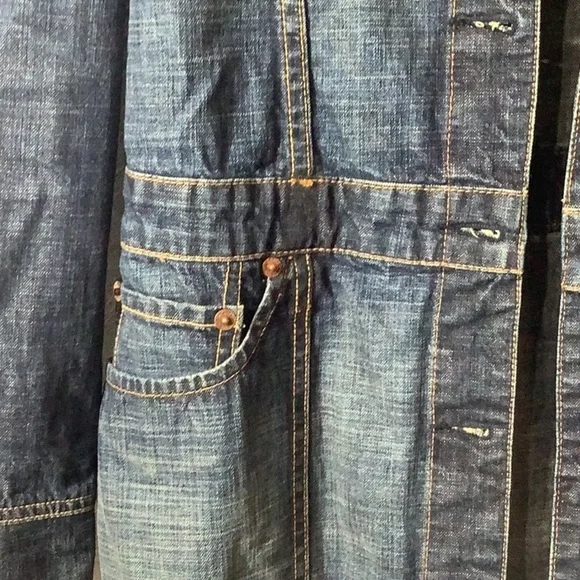 Lucky Brand - Sz M - 100% cotton denim long jacket slit pockets - button closure - Picture 4 of 10
